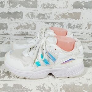 Adidas Yung-96 J 'Iridescent' Size 6.5 White Unicorn Sport Shoes